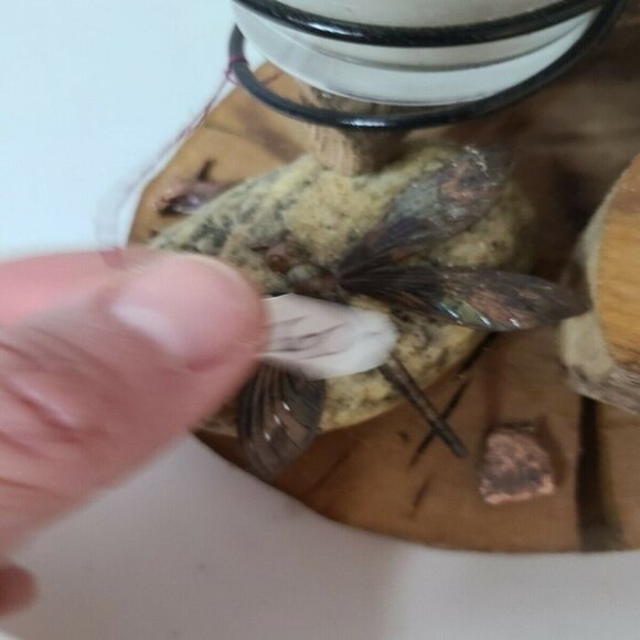 Hand Made Wood Slice Metal and Stone Candle Holder - Picture 7 of 11